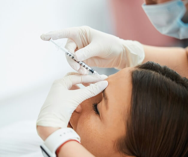Woman getting injects in forehead