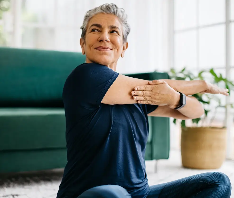 Active Mature Woman stretching