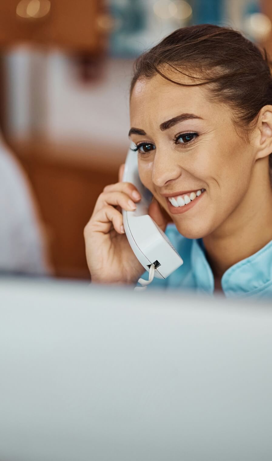 Medical staff answering a phone call
